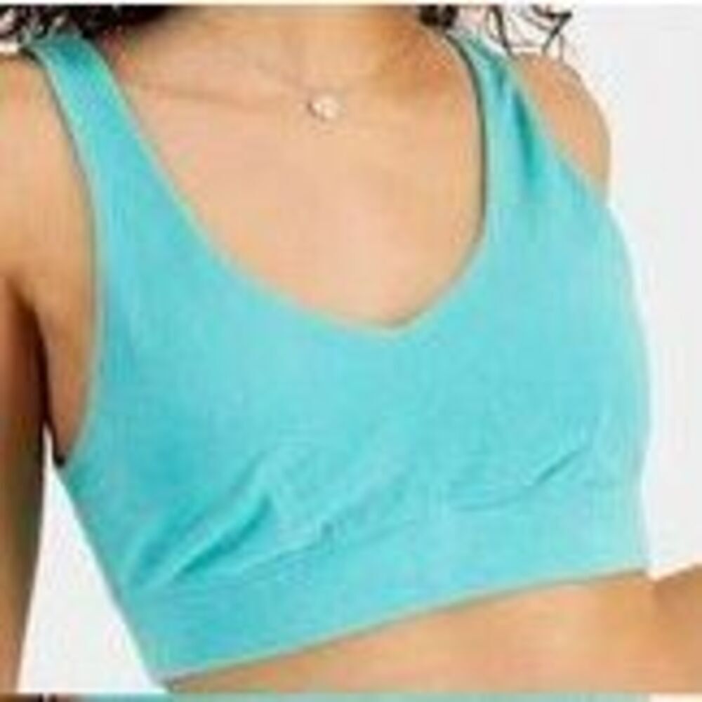 Seamless Scoop Neck Bralette - Aqua